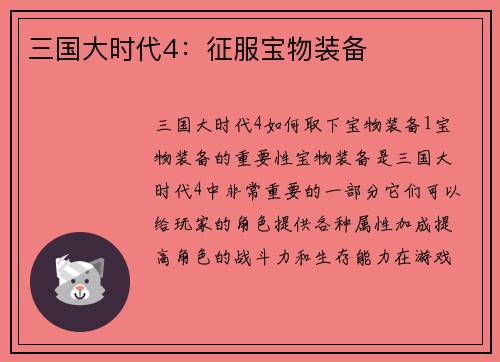 三国大时代4：征服宝物装备